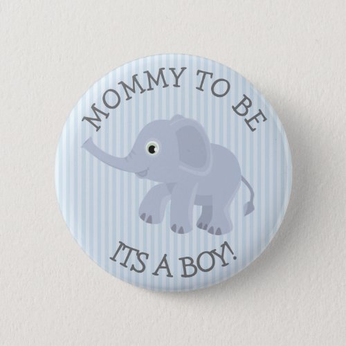 Mommy to be Elephant Blue Striped Baby Shower Pin