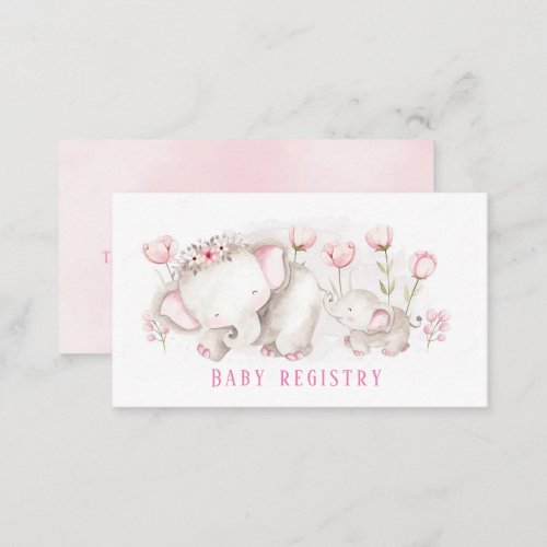 Mommy To Be Elephant Girl Baby Shower Registry Business Card