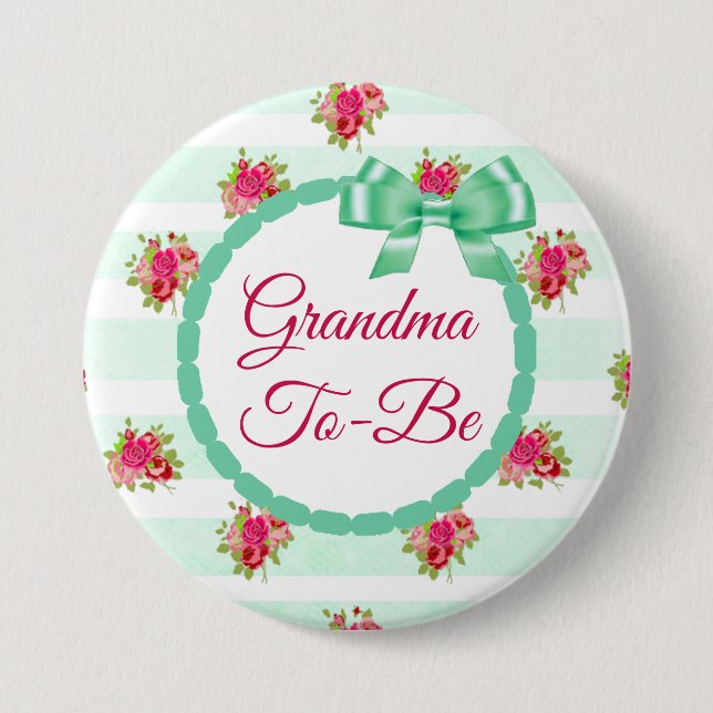 Mommy to be Floral Chic Roses Button (Front)