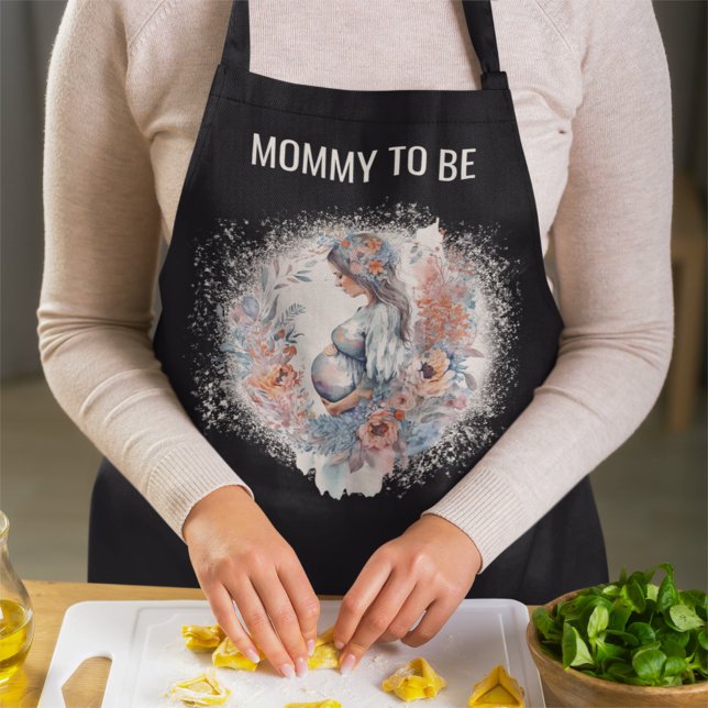 Mommy to Be Floral Watercolor Expecting Mother  Apron (Creator Uploaded)
