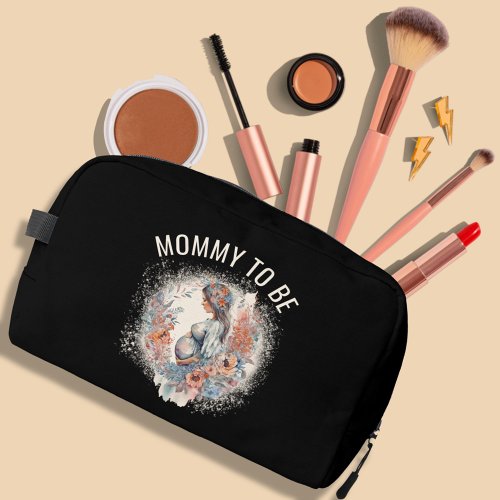 Mommy to Be Floral Watercolor Expecting Mother  Dopp Kit