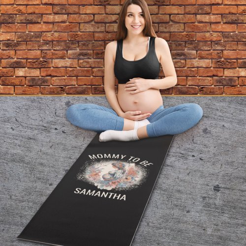 Mommy to Be Floral Watercolor Expecting Mother  Yoga Mat