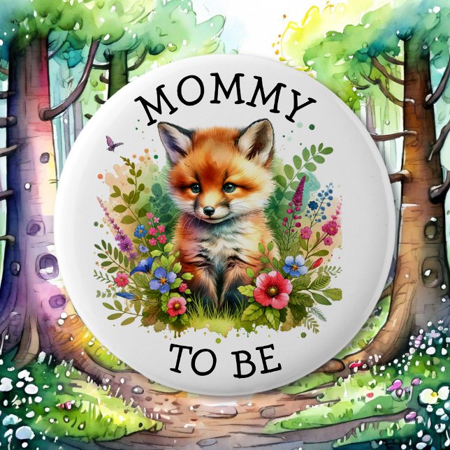 Mommy to be | Fox Woodland Themed Baby Shower Button (Creator Uploaded)