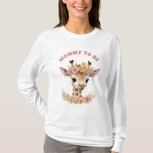 Mommy to be Giraffe Cute Expecting Mom Baby Shower T_Shirt