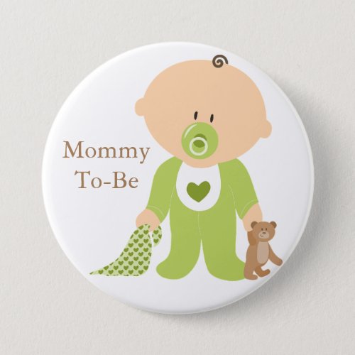 Mommy To Be Green Baby Button