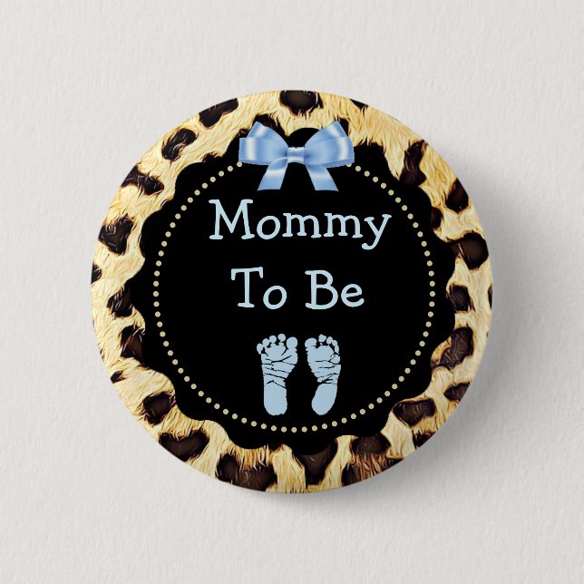 Mommy to be Leopard Print Baby Shower Button (Front)