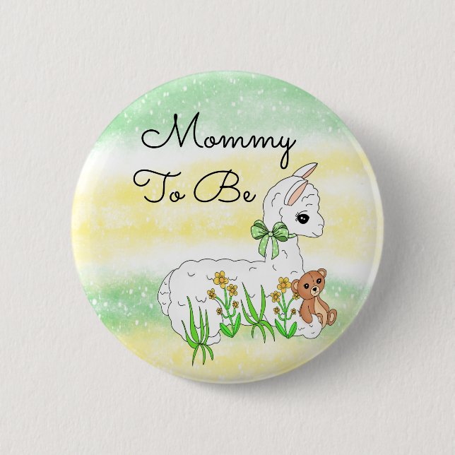 Mommy To Be Llama with Teddy Bear Button (Front)