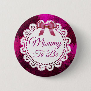 Mommy to be Magenta Bow Baby Shower button