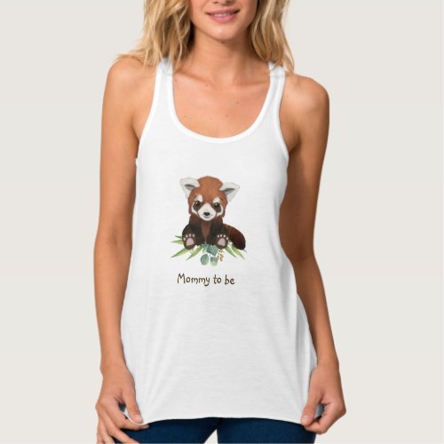 Mommy to Be mom to be baby shower red panda bear Tank Top
