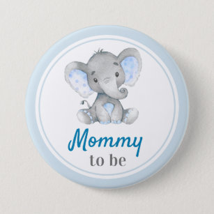 Mommy to be New Mom Baby Boy Shower Elephant Blue Button