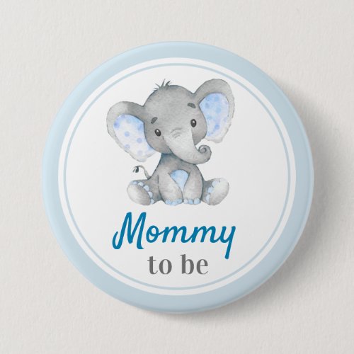 Mommy to be New Mom Baby Boy Shower Elephant Blue Button