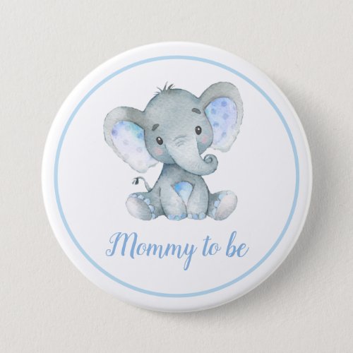 Mommy to be New Mom Elephant Baby Boy Shower Blue Button