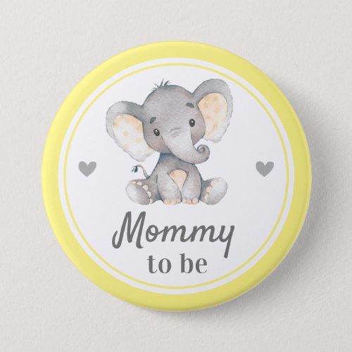 Mommy to be New Mom Yellow Elephant Baby Shower Button