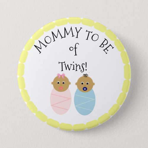 Mommy to be of Twins boy girl  Baby Shower button