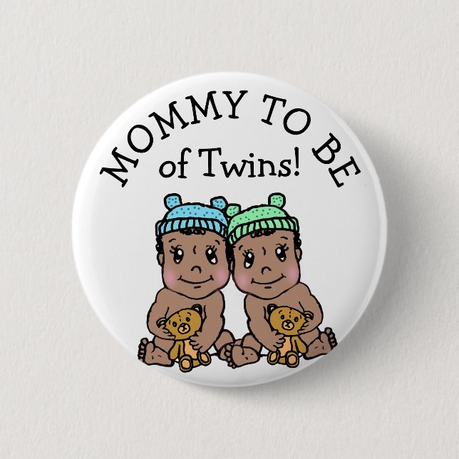 Mommy to be of Twins, Ethnic Baby Shower Button (Front)