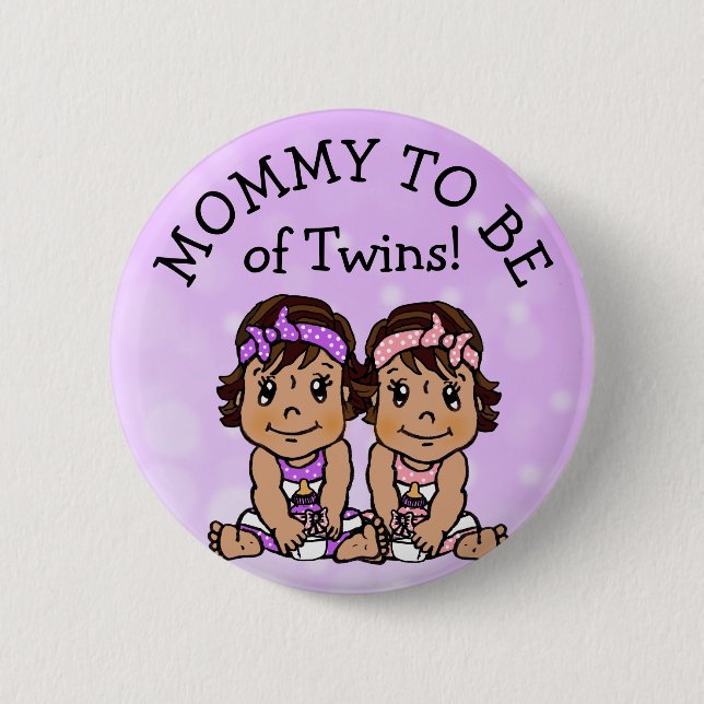 Mommy to be of Twins, Hispanic Baby Shower Button (Front)