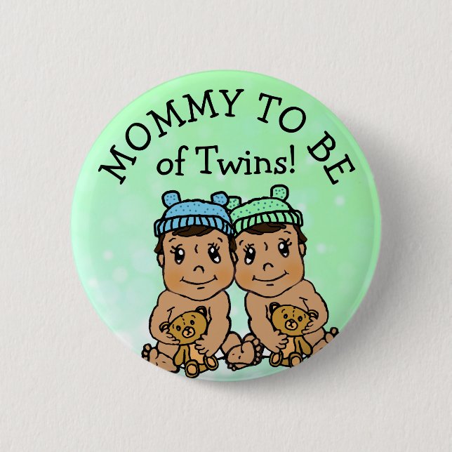 Mommy to be of Twins, Hispanic Baby Shower Button (Front)