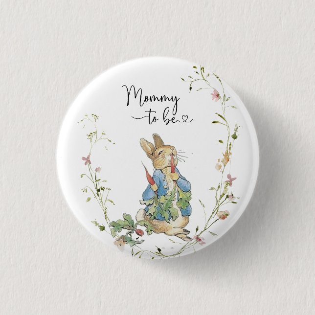 Mommy to be-Peter Rabbit Wildflower WatercolButton Button (Front)