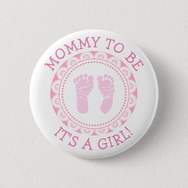 "Mommy To Be" Pink  Baby Shower Button (Front)