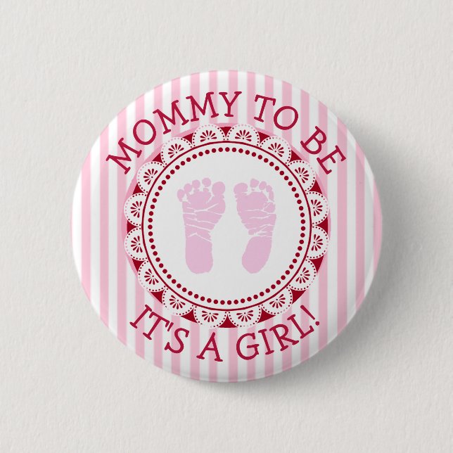 "Mommy To Be" Pink  Baby Shower Button (Front)