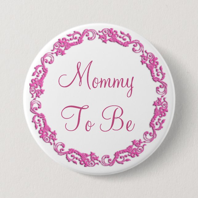 Mommy to be Pink Baby Shower Button (Front)