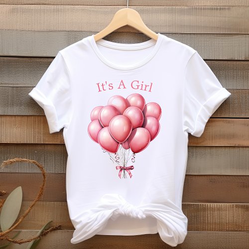 Mommy To Be Pink Balloons Its A Girl T_Shirt