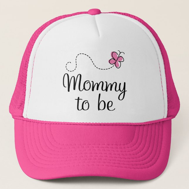 Mommy To Be Pink Butterfly Gift Trucker Hat (Front)
