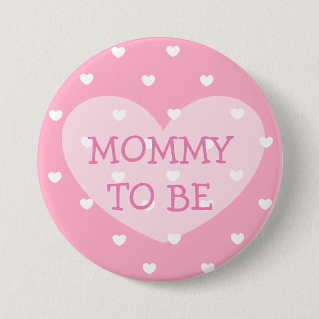 Mommy to be pink hearts Baby Shower Button (Front)