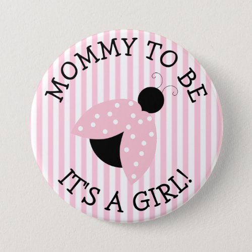 Mommy To Be Pink Ladybug Baby Shower Button