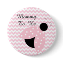 "Mommy To Be" Pink Ladybug Baby Shower Button