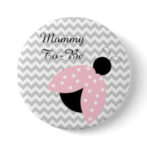 "Mommy To Be" Pink Ladybug Baby Shower Button