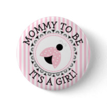 "Mommy To Be" Pink Ladybug Baby Shower Button