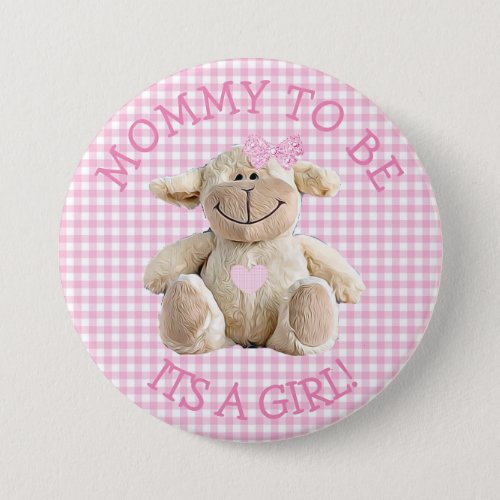Mommy to be pink Lamb hearts Baby Shower Button