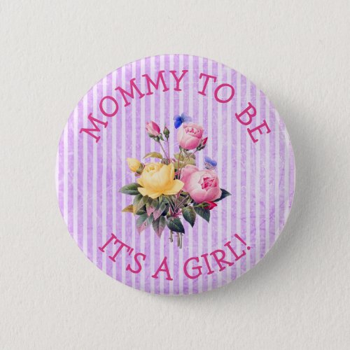 Mommy to be Purple Flowers Baby Shower Button