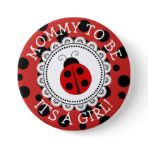 "Mommy To Be" Red Ladybug Baby Shower Button