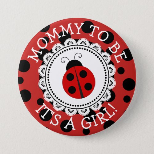 Mommy To Be Red Ladybug Baby Shower Button