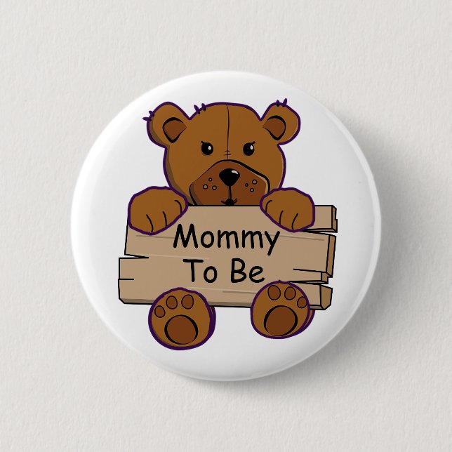 Mommy To Be Teddy Bear Baby Shower Button (Front)