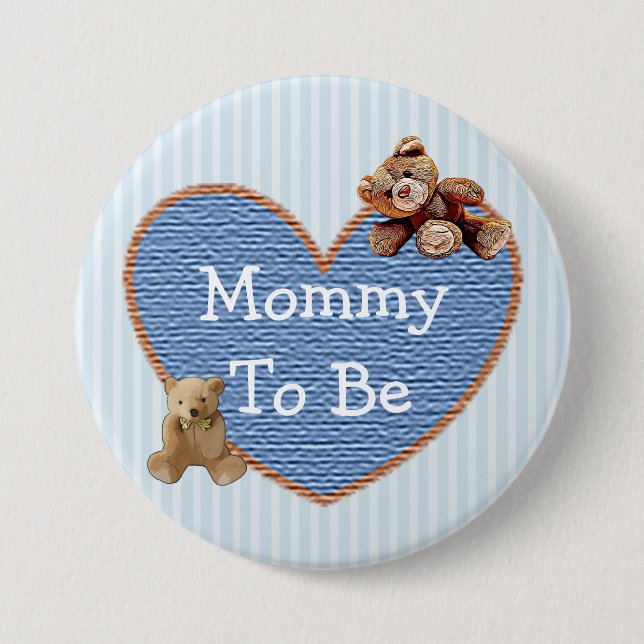 Mommy to Be Teddy Bear Baby Shower Button (Front)