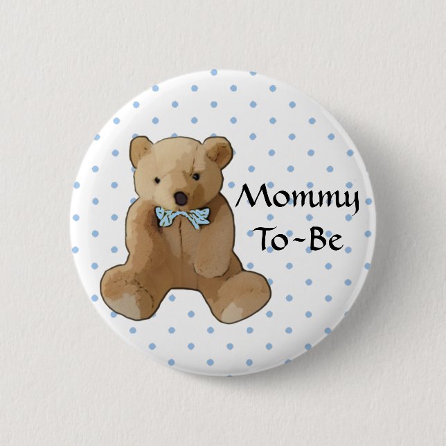 Mommy To Be Teddy Bear Baby Shower Button (Front)