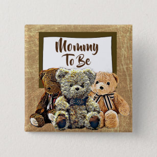 Mommy to be Teddy Bear Baby Shower Button