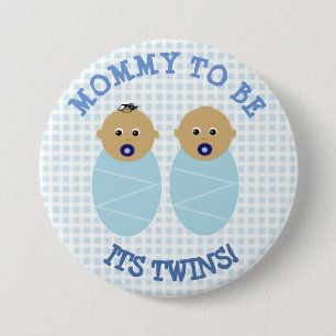 Mommy to Be Twin Boys Blue Baby Shower Button