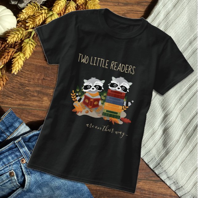 Mommy-to-Be Twin Raccoons Readers T-Shirt (Creator Uploaded)