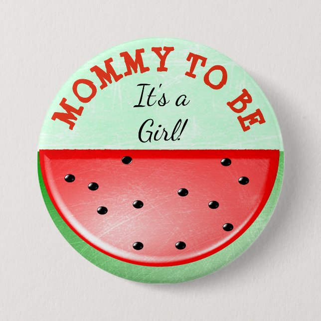 Mommy to be Watermelon Themed Baby  Shower Button (Front)