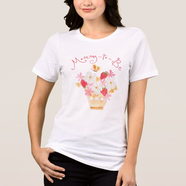 Mommy to be Whimsical Strawberry garden Tri-Blend Shirt (Front)