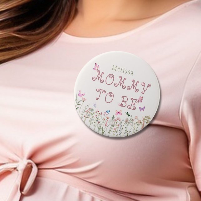 Mommy To Be Wildflower Girl Baby Shower Button (Creator Uploaded)