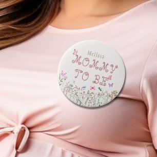 Mommy To Be Wildflower Girl Baby Shower Button
