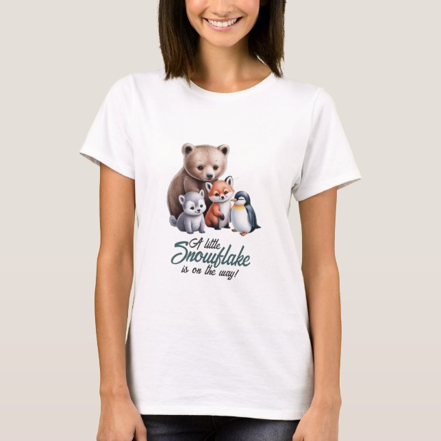 Mommy-to-Be Winter Wildlife T-Shirt (Front)