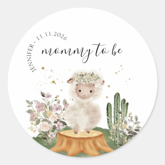 Mommy to be woodland animal classic round sticker