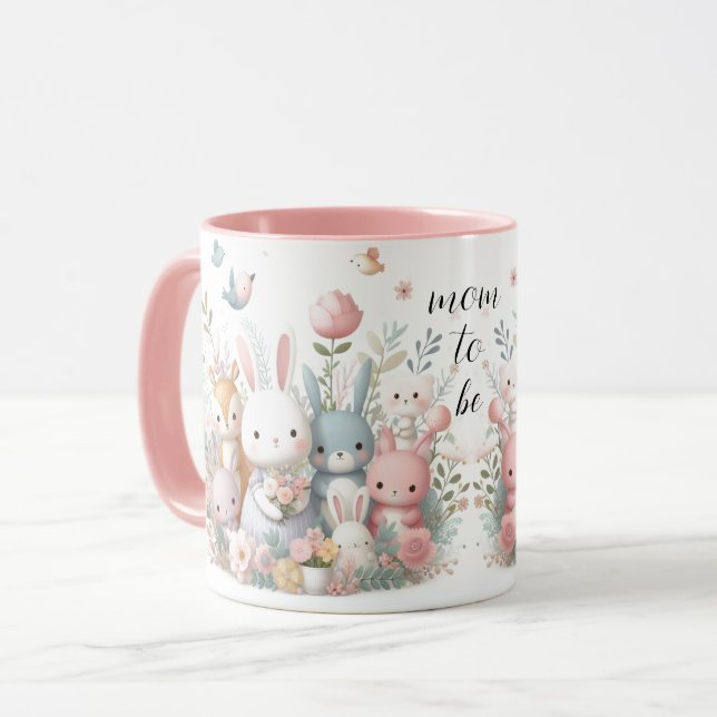 Mommy to  Be Woodland Animals Pink Mug (Front Left)