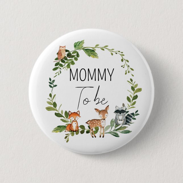 Mommy to be - Woodland baby Shower Button (Front)